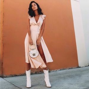 Elegant Cream Wrap Dress